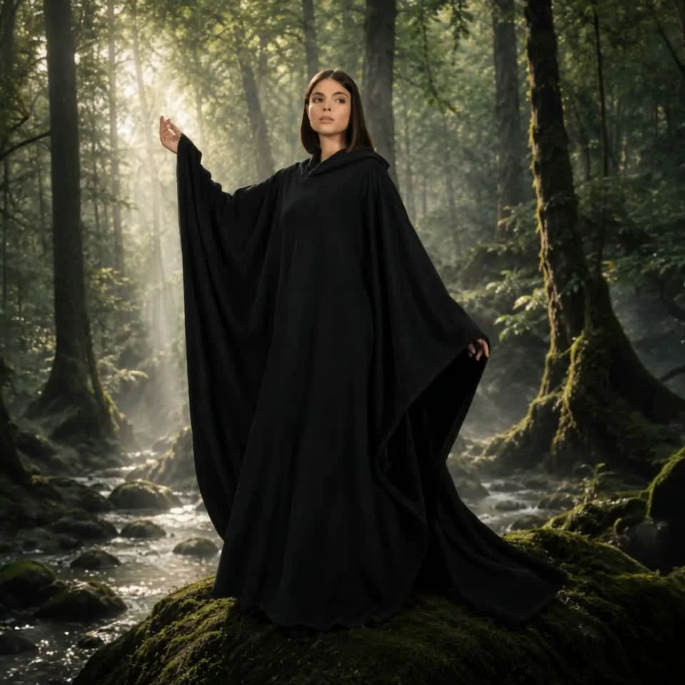 Eden styled like a cloak / wizard / fantasy-inspired lifestyle image